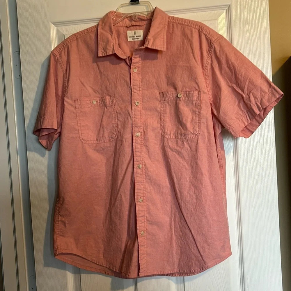 Mutual Weave men’s pink short sleeve button down shirt size XL